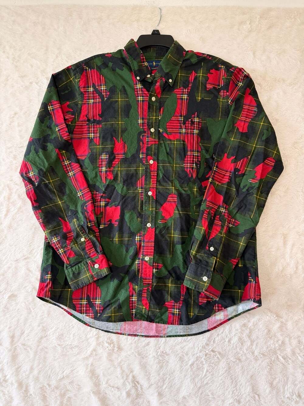 Polo Ralph Lauren Camo Plaid Oxford Shirt Size 180/100A